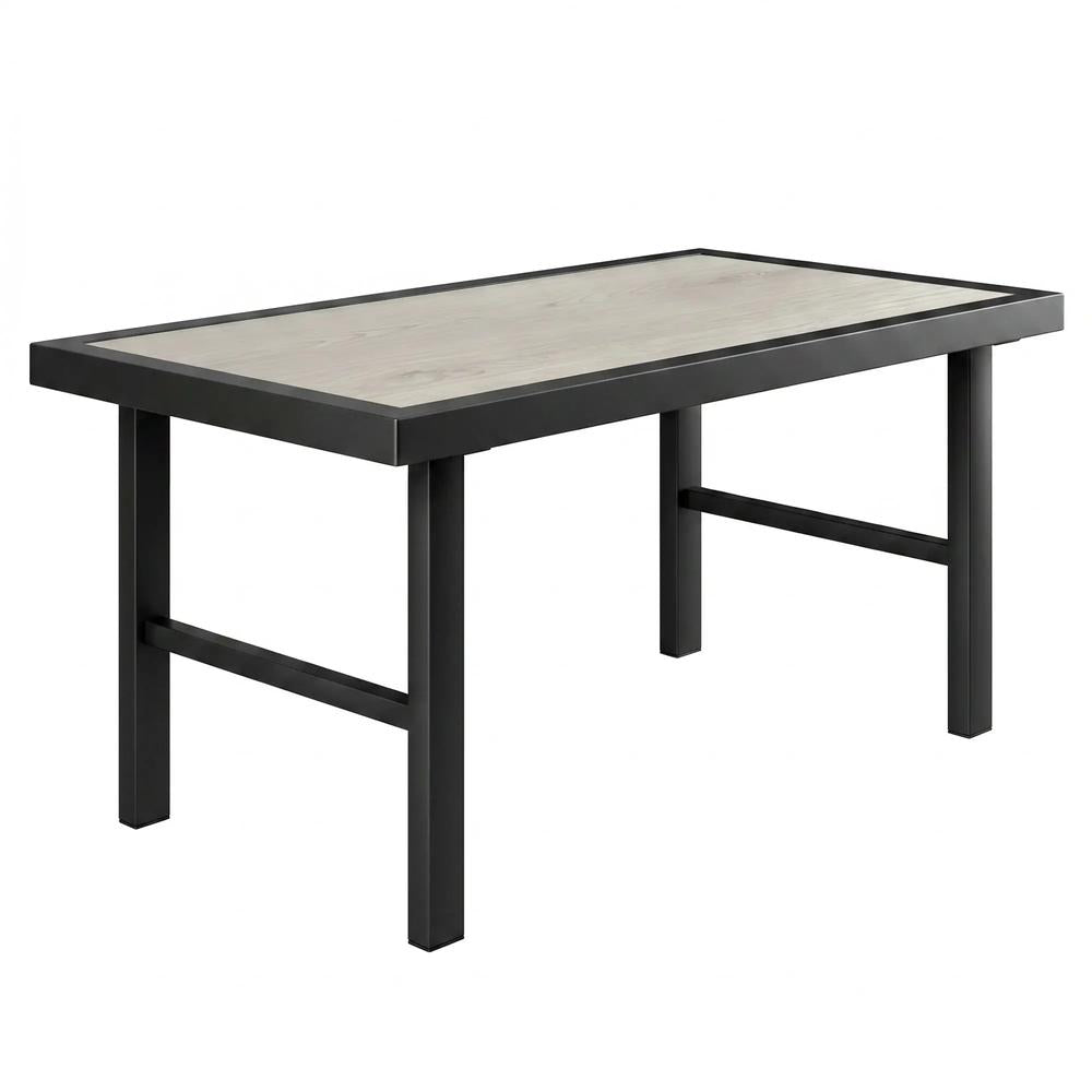 Outsunny Metal Garden Coffee Table, Outdoor Side Table with SPC Woodgrain Tabletop for Outside, Garden, Balcony, Porch, 100 x 53 x 46cm Additional View 26