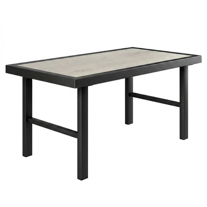 Outsunny Metal Garden Coffee Table, Outdoor Side Table with SPC Woodgrain Tabletop for Outside, Garden, Balcony, Porch, 100 x 53 x 46cm Additional View 26