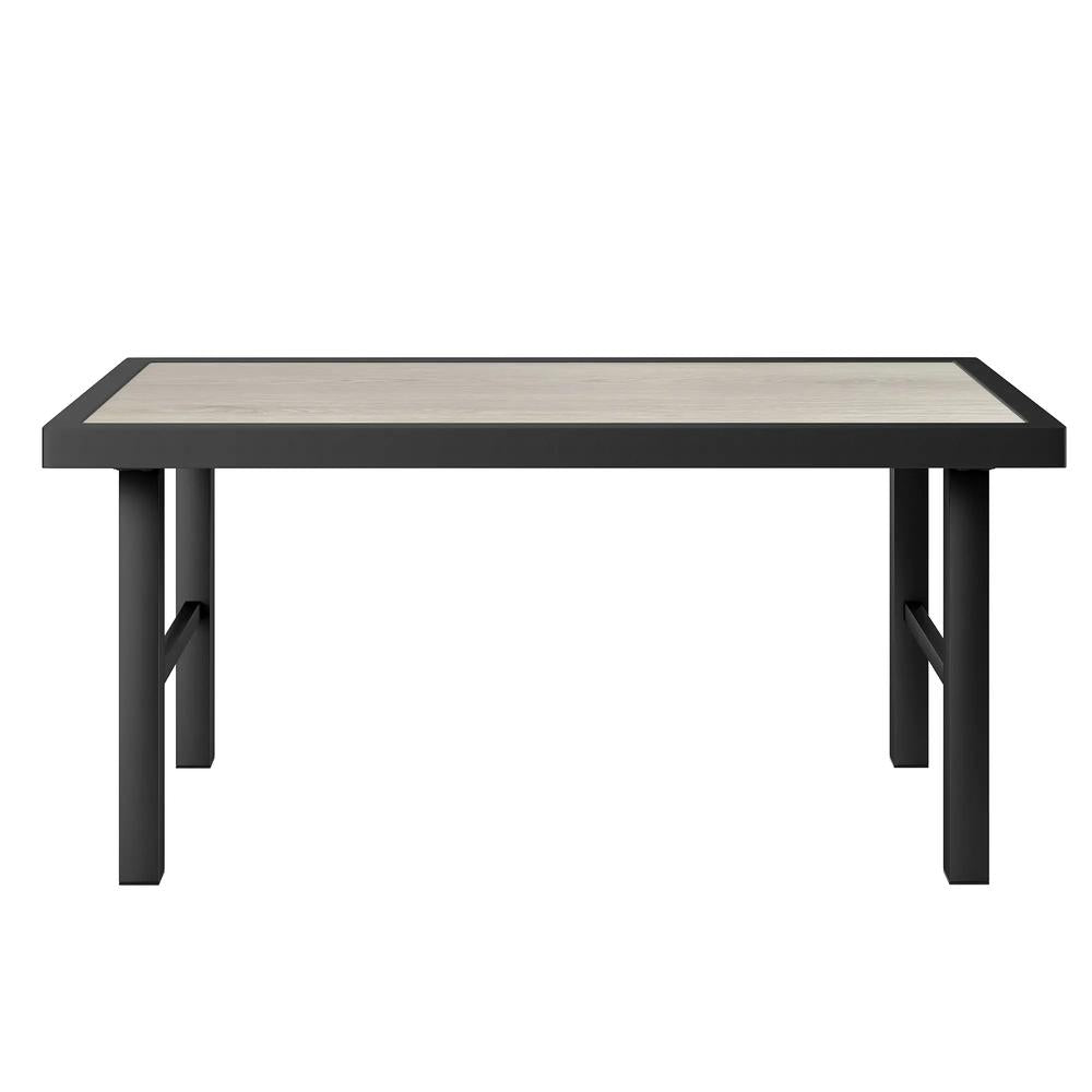 Outsunny Metal Garden Coffee Table, Outdoor Side Table with SPC Woodgrain Tabletop for Outside, Garden, Balcony, Porch, 100 x 53 x 46cm Additional View 27