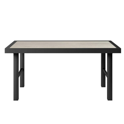 Outsunny Metal Garden Coffee Table, Outdoor Side Table with SPC Woodgrain Tabletop for Outside, Garden, Balcony, Porch, 100 x 53 x 46cm Additional View 27