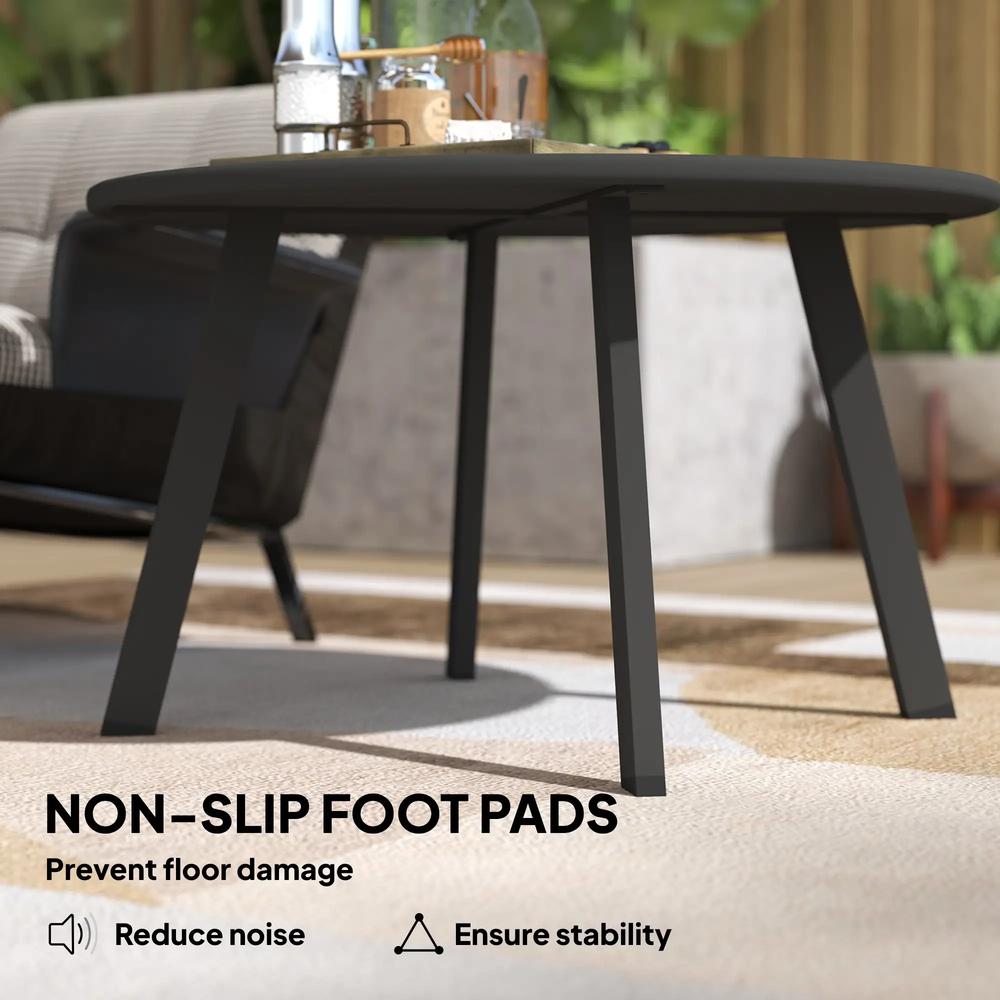 Outsunny 70cm Round Coffee Table, Outdoor Garden Table with Non-Slip Foot Pads and Metal Frame for Garden, Terrace, Balcony, Living Room, Charcoal Grey Additional View 6