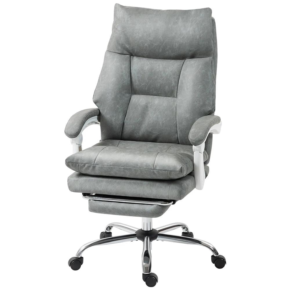 HOMCOM Faux Leather Office Chair, with Inflatable Lumbar - Grey Additional View 11