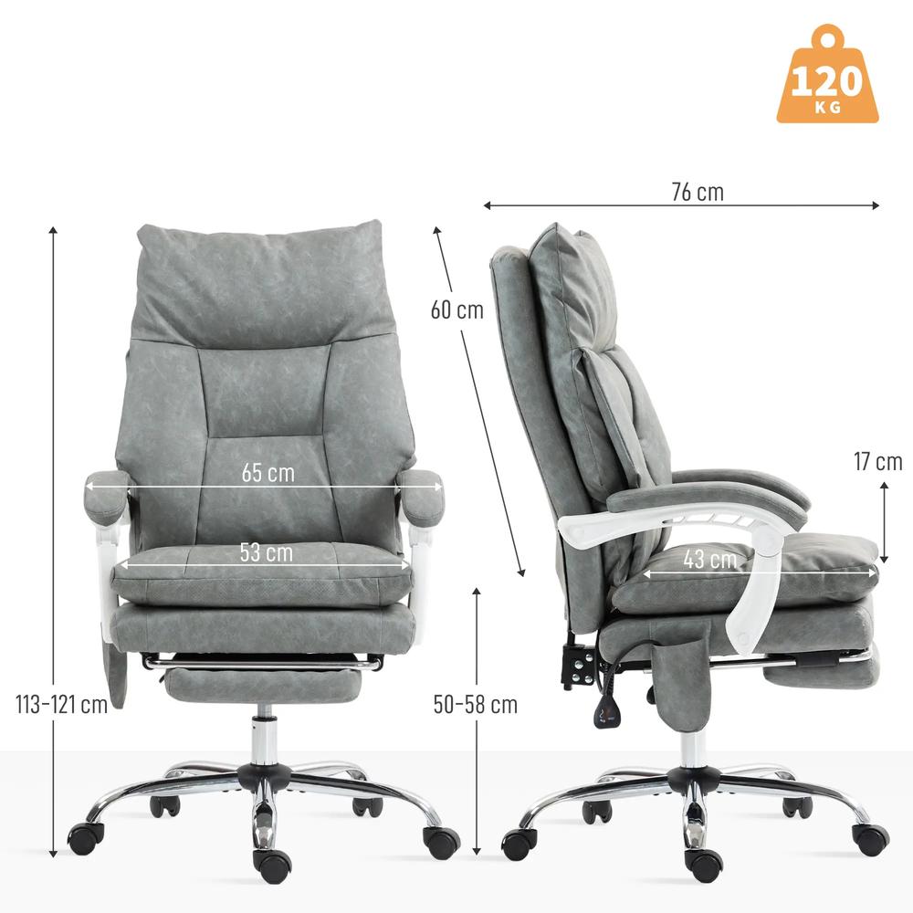 HOMCOM Faux Leather Office Chair, with Inflatable Lumbar - Grey Additional View 3