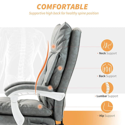 HOMCOM Faux Leather Office Chair, with Inflatable Lumbar - Grey Additional View 5
