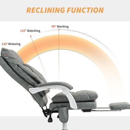 HOMCOM Faux Leather Office Chair, with Inflatable Lumbar - Grey Additional View 7