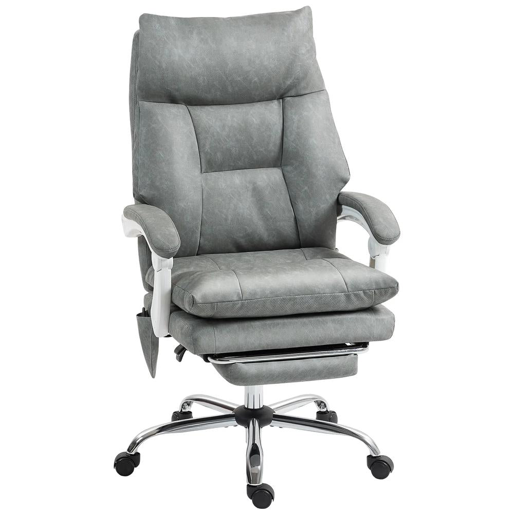 HOMCOM Faux Leather Office Chair, with Inflatable Lumbar - Grey Additional View 10