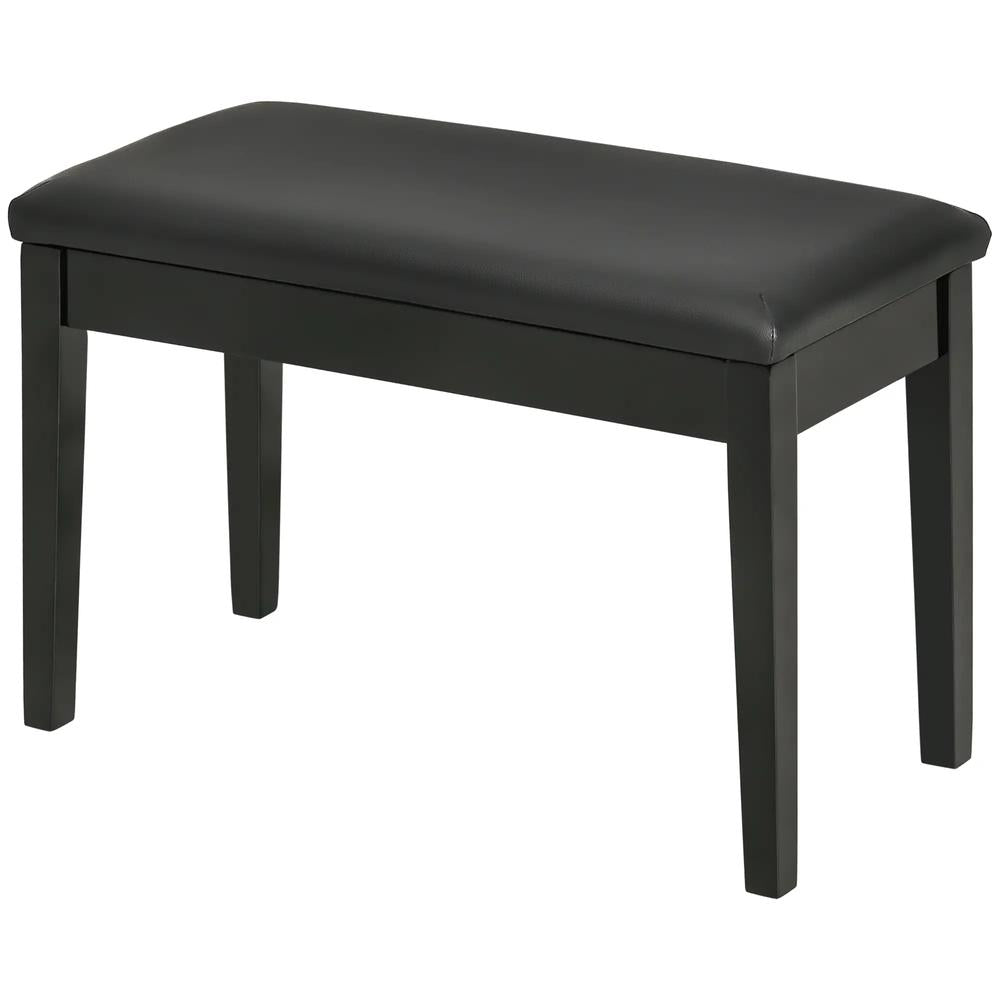 HOMCOM Classic Piano Bench Stool, PU Leather Padded Keyboard Stool with Rubber Wood Legs and Music Storage Compartment, Black Additional View 11