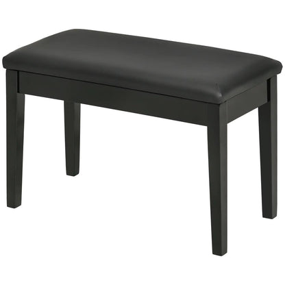 HOMCOM Classic Piano Bench Stool, PU Leather Padded Keyboard Stool with Rubber Wood Legs and Music Storage Compartment, Black Additional View 11
