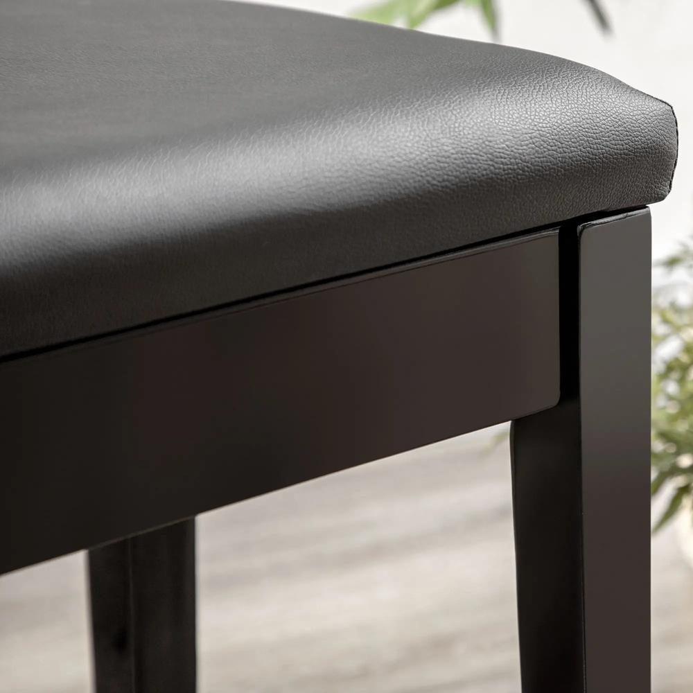 HOMCOM Classic Piano Bench Stool, PU Leather Padded Keyboard Stool with Rubber Wood Legs and Music Storage Compartment, Black Additional View 8