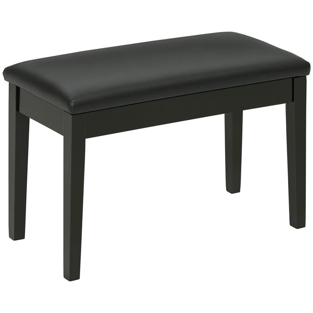 HOMCOM Classic Piano Bench Stool, PU Leather Padded Keyboard Stool with Rubber Wood Legs and Music Storage Compartment, Black Additional View 10