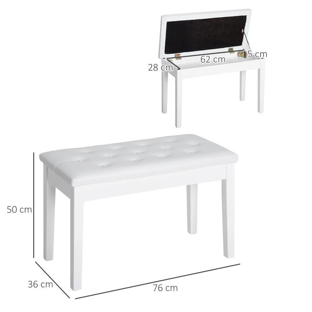 HOMCOM PU Leather Upholstered Piano Stool Makeup Stool Bench Dressing Table Seat with Storage 76x36x50cm Additional View 13