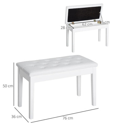 HOMCOM PU Leather Upholstered Piano Stool Makeup Stool Bench Dressing Table Seat with Storage 76x36x50cm Additional View 13
