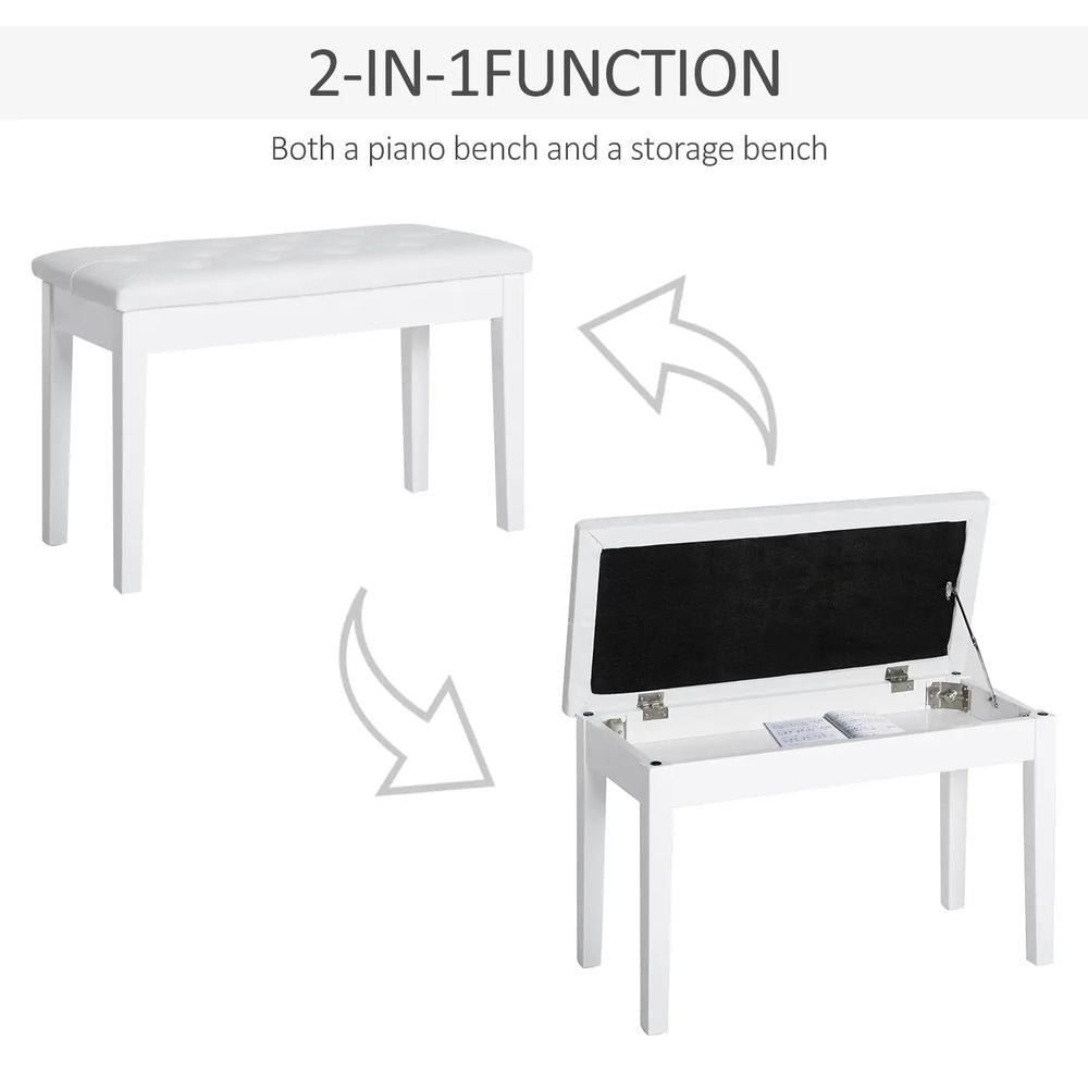 HOMCOM PU Leather Upholstered Piano Stool Makeup Stool Bench Dressing Table Seat with Storage 76x36x50cm Additional View 14