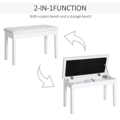 HOMCOM PU Leather Upholstered Piano Stool Makeup Stool Bench Dressing Table Seat with Storage 76x36x50cm Additional View 14