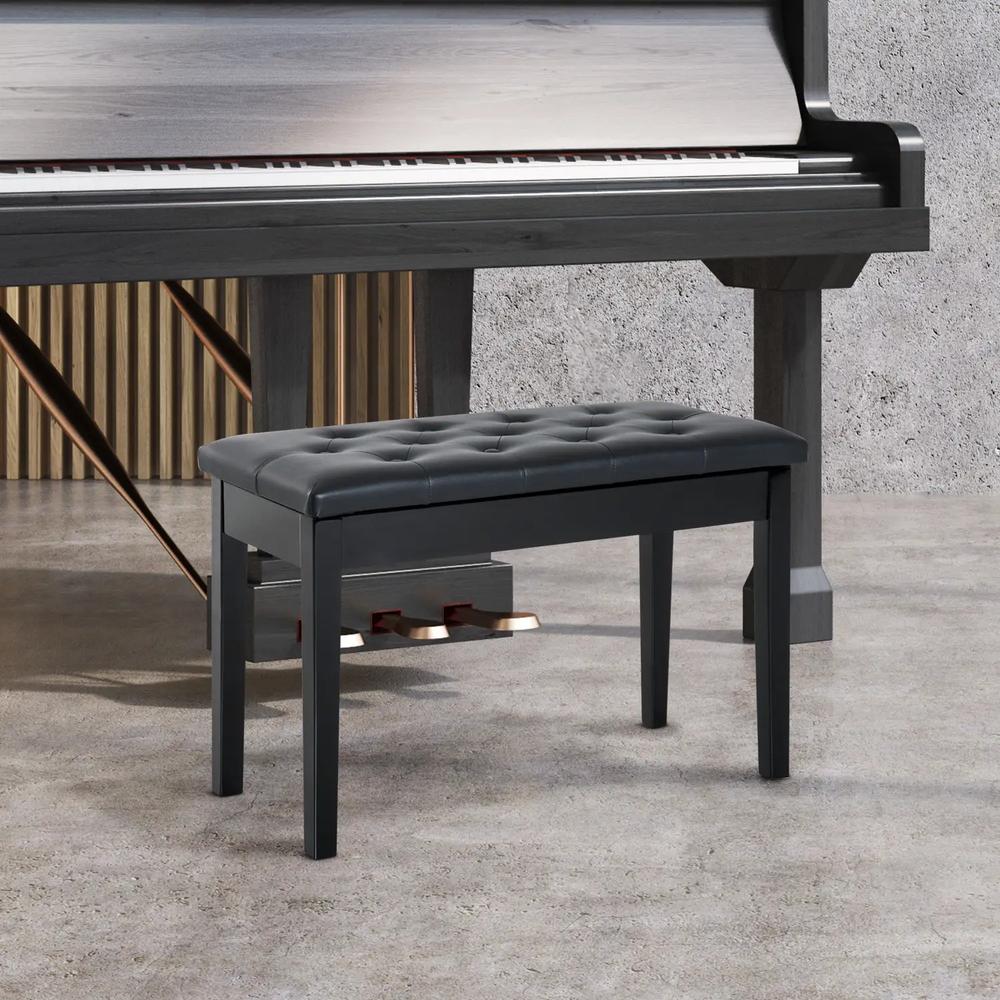 HOMCOM PU Leather Upholstered Piano Stool Makeup Stool Bench Dressing Table Seat with Storage 76x36x50cm Additional View 2