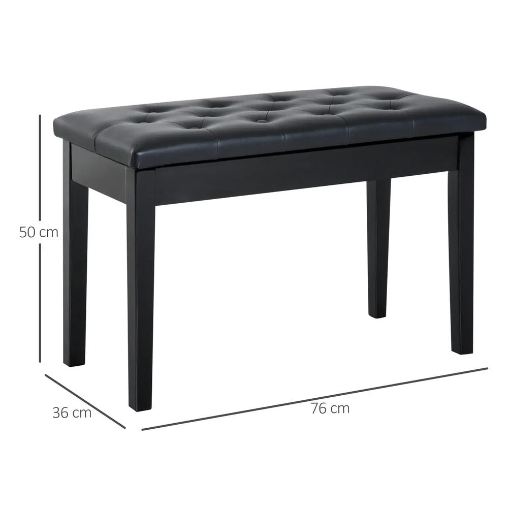 HOMCOM PU Leather Upholstered Piano Stool Makeup Stool Bench Dressing Table Seat with Storage 76x36x50cm Additional View 3
