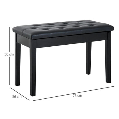 HOMCOM PU Leather Upholstered Piano Stool Makeup Stool Bench Dressing Table Seat with Storage 76x36x50cm Additional View 3