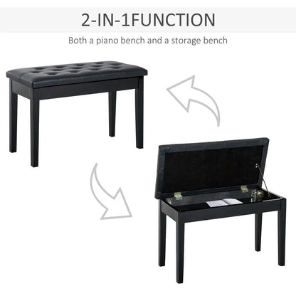 HOMCOM PU Leather Upholstered Piano Stool Makeup Stool Bench Dressing Table Seat with Storage 76x36x50cm Additional View 4
