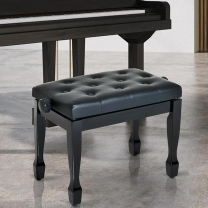 HOMCOM PU Leather Upholstered Piano Stool, Height Adjustable Makeup Stool Bench Dressing Table Seat, White Additional View 2