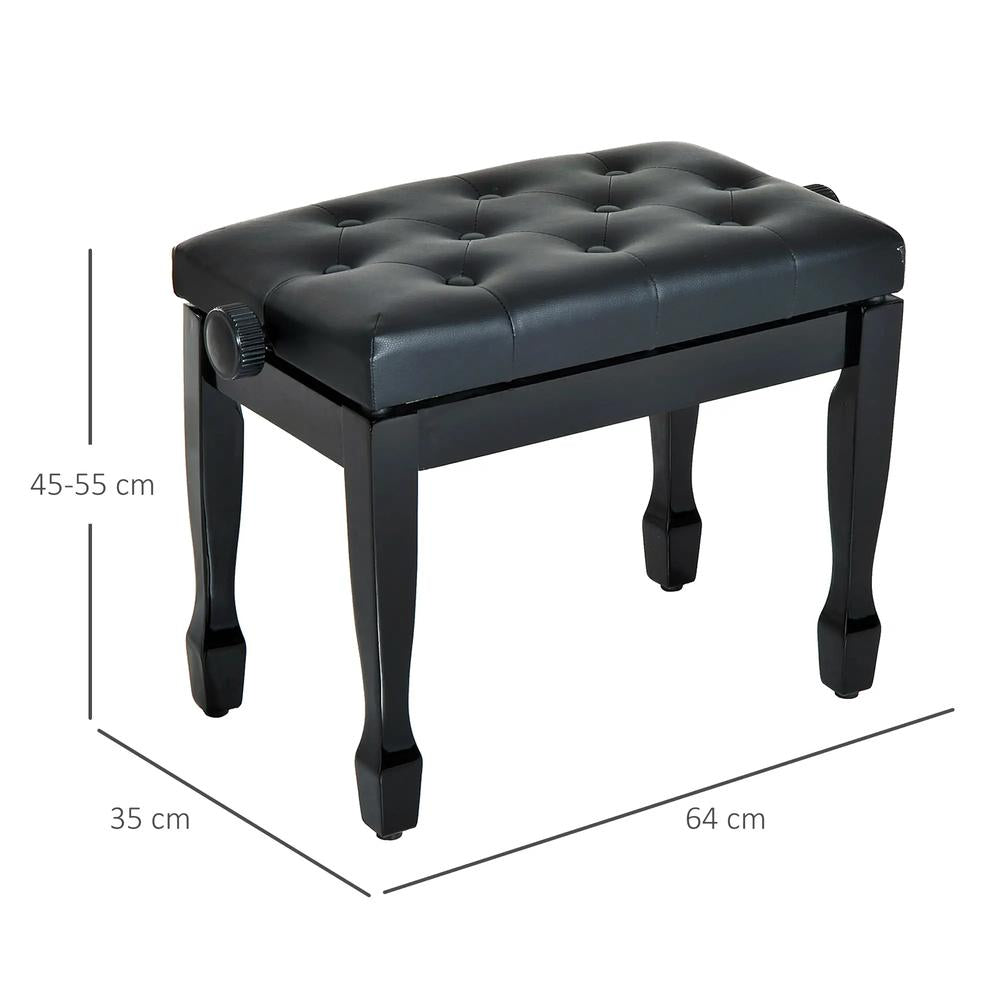 HOMCOM PU Leather Upholstered Piano Stool, Height Adjustable Makeup Stool Bench Dressing Table Seat, White Additional View 3