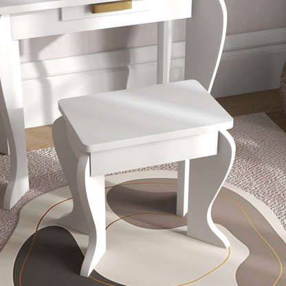 Kids Dressing Table Set Mirror Drawer White - Homcom image 7