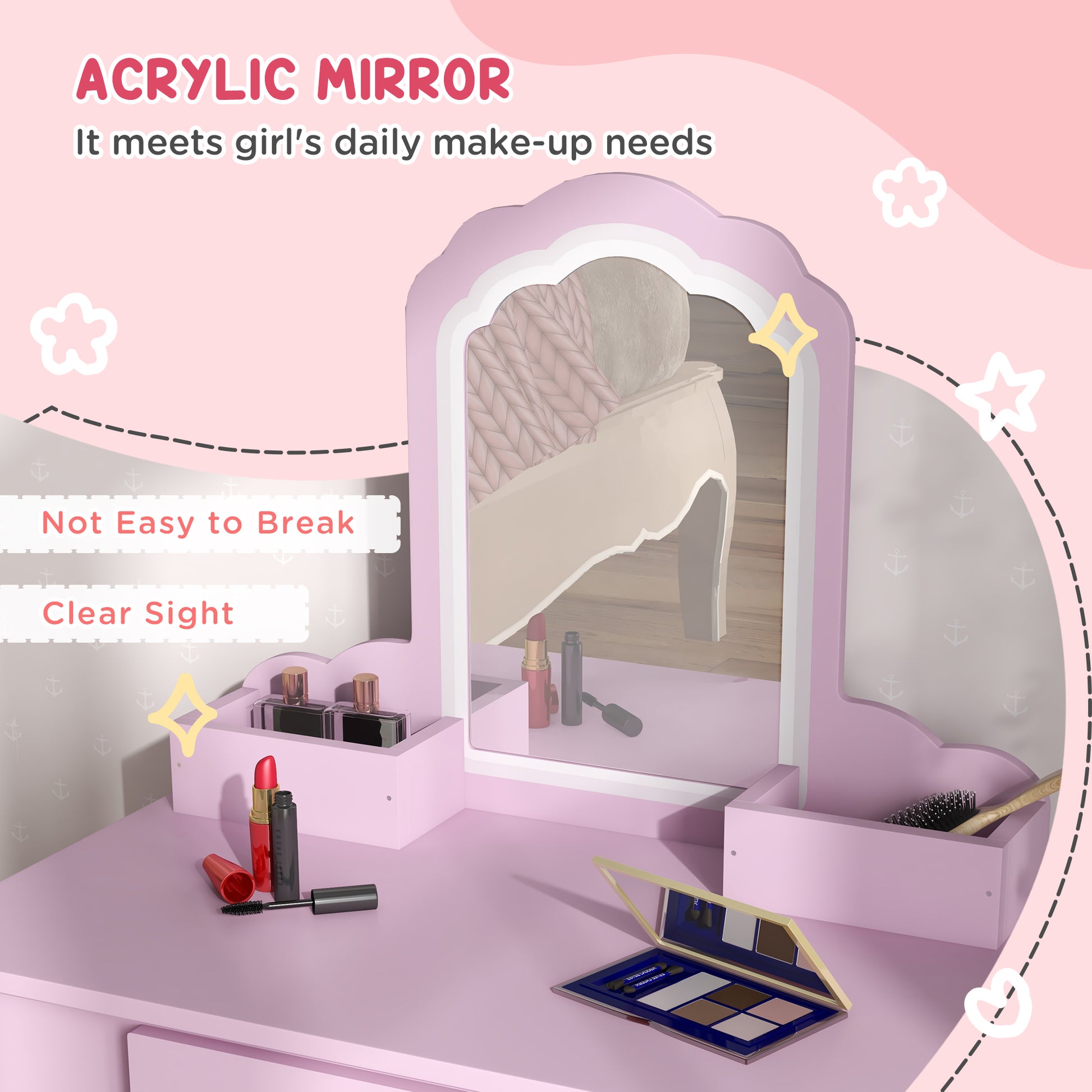Kids Vanity Table Pink - Zonekiz image 5