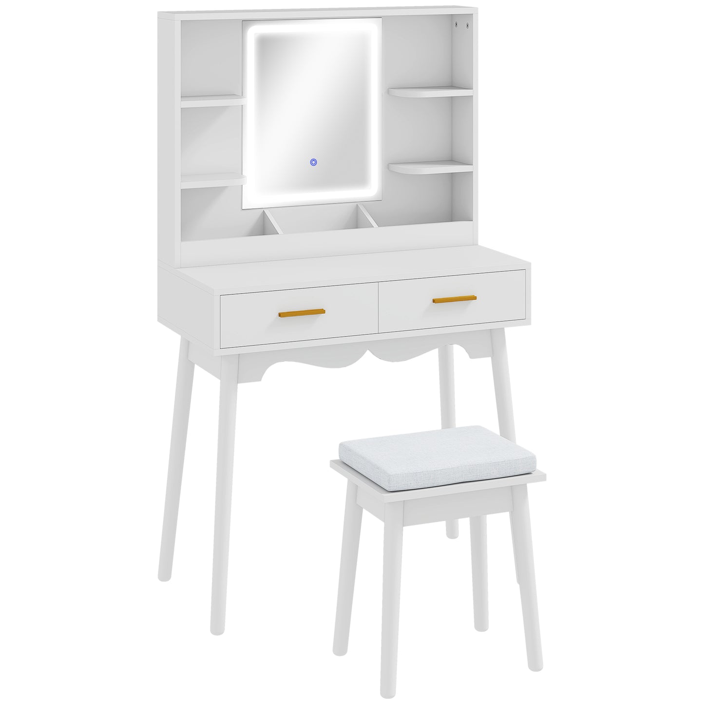 Elegant Dressing Table LED Mirror White - Homcom image 0