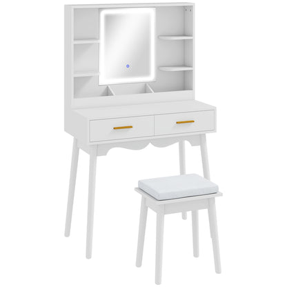 Elegant Dressing Table LED Mirror White - Homcom image 0