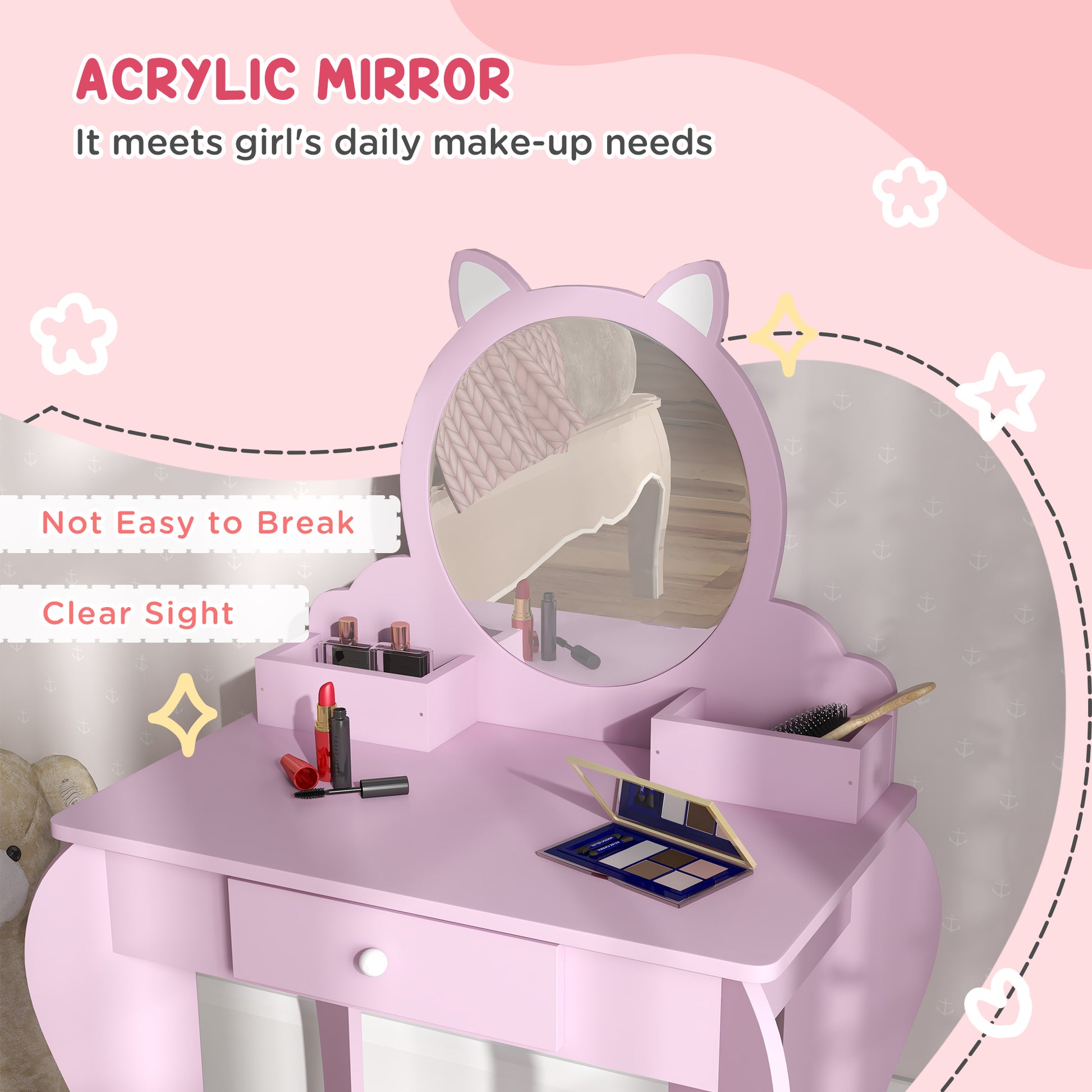 Kids Vanity Table Pink - Zonekiz image 5