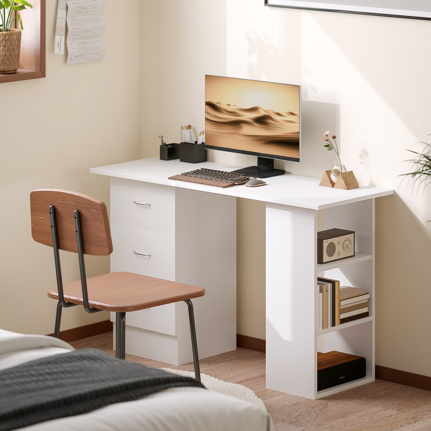Computer Desk Writing Table PC Workstation 3 Shelves - HOMCOM image 8
