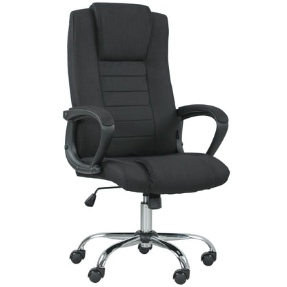 Linen Look Swivel Office Chair Black - Vinsetto image 0
