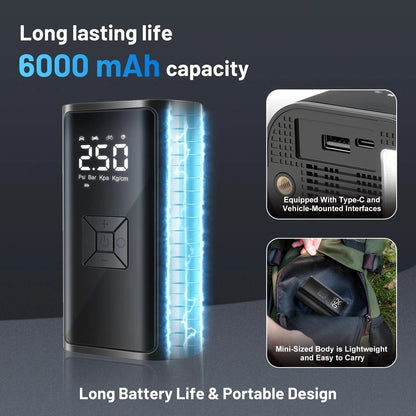 Cordless Tyre Inflator #2026 Upgraded Car Tyre Pump (6000mAh Battery)