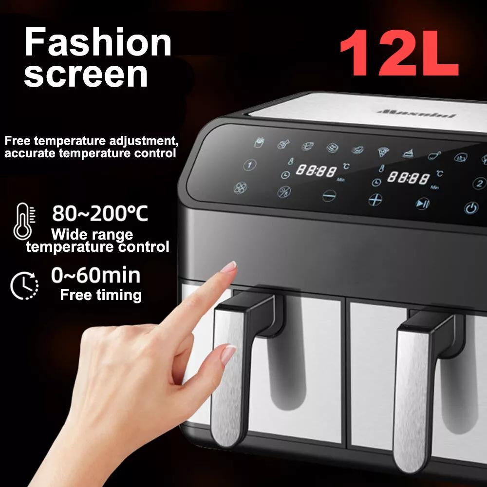 Dual Zone Air Fryer - #2026 Upgraded 12L Air Fryer ( 70% Less Energy Use )
