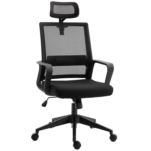 Mesh Swivel Chair Headrest Lumbar Support Task High Back - HOMCOM image 0
