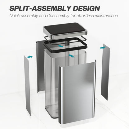 50L Sensor Bin with Quiet Soft-Close Lid - Silver Tone - HOMCOM image 7