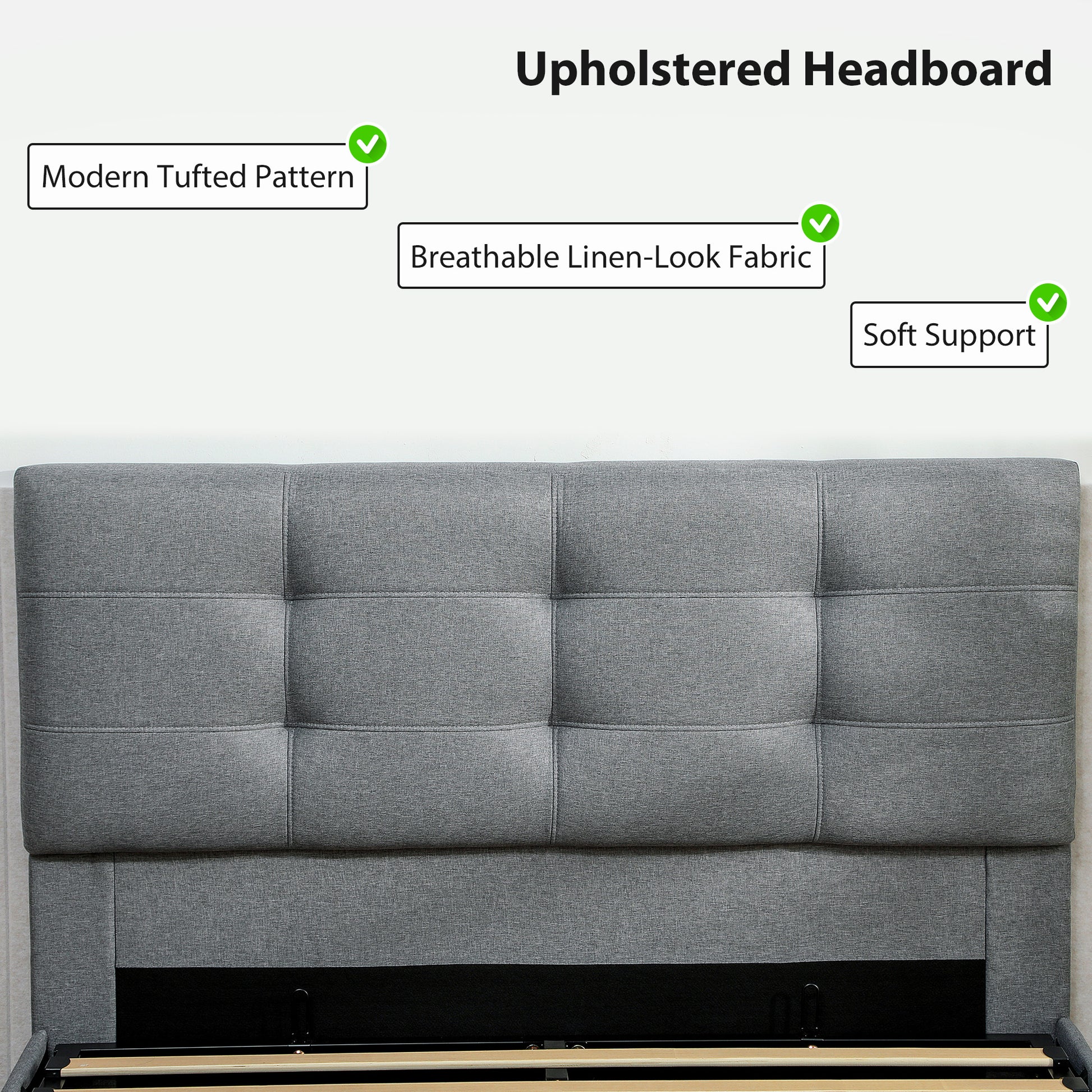 4ft 6" Double Ottoman Bed Gas Lift Storage Grey - Homcom image 5
