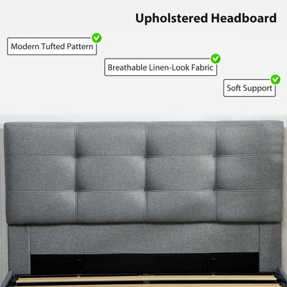 4ft 6" Double Ottoman Bed Gas Lift Storage Grey - Homcom image 5