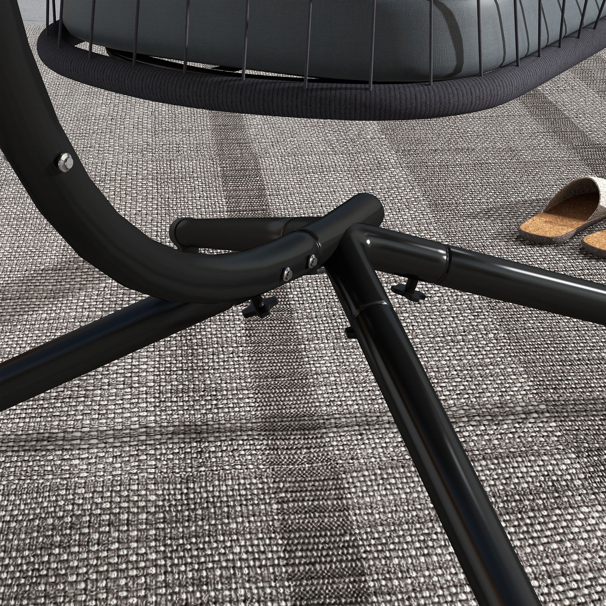 Single Egg Chair Steel Frame Stand Grey - Outsunny image 8
