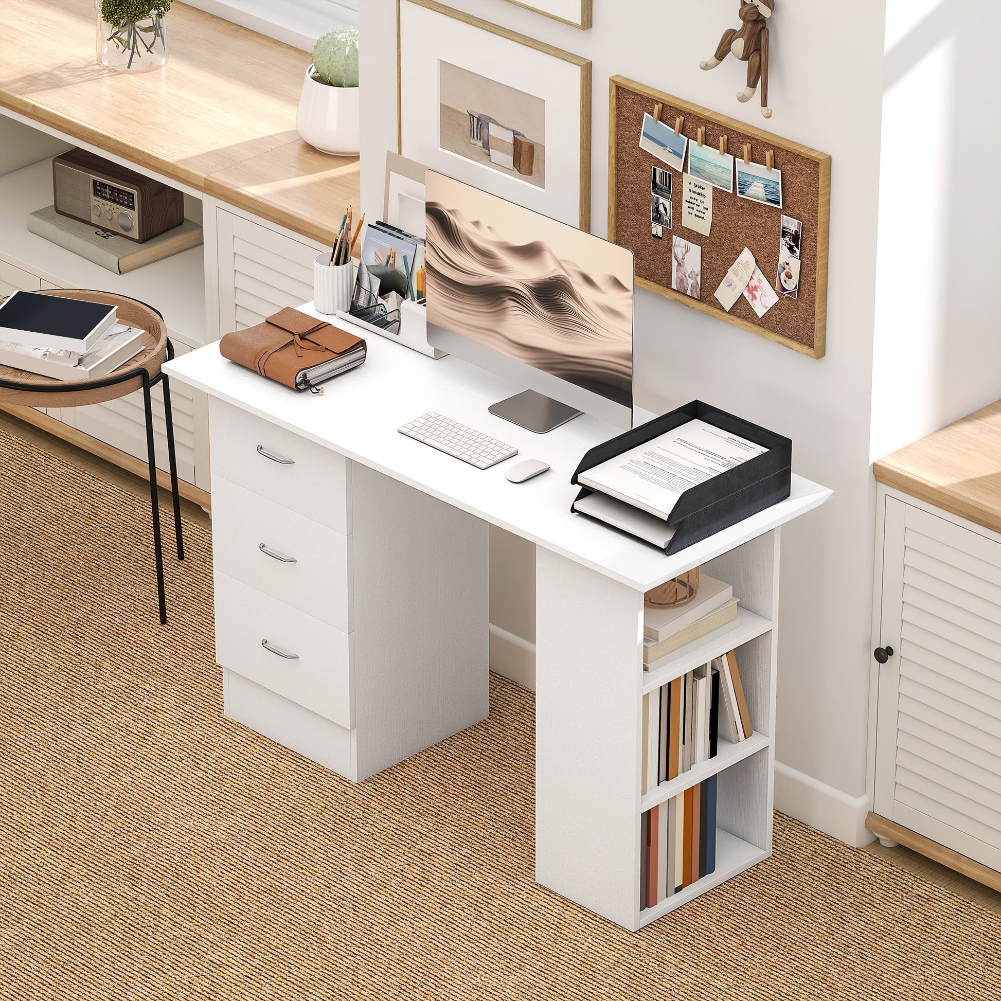 Computer Desk Writing Table PC Workstation 3 Shelves - HOMCOM image 6