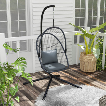 Single Egg Chair Steel Frame Stand Grey - Outsunny image 1