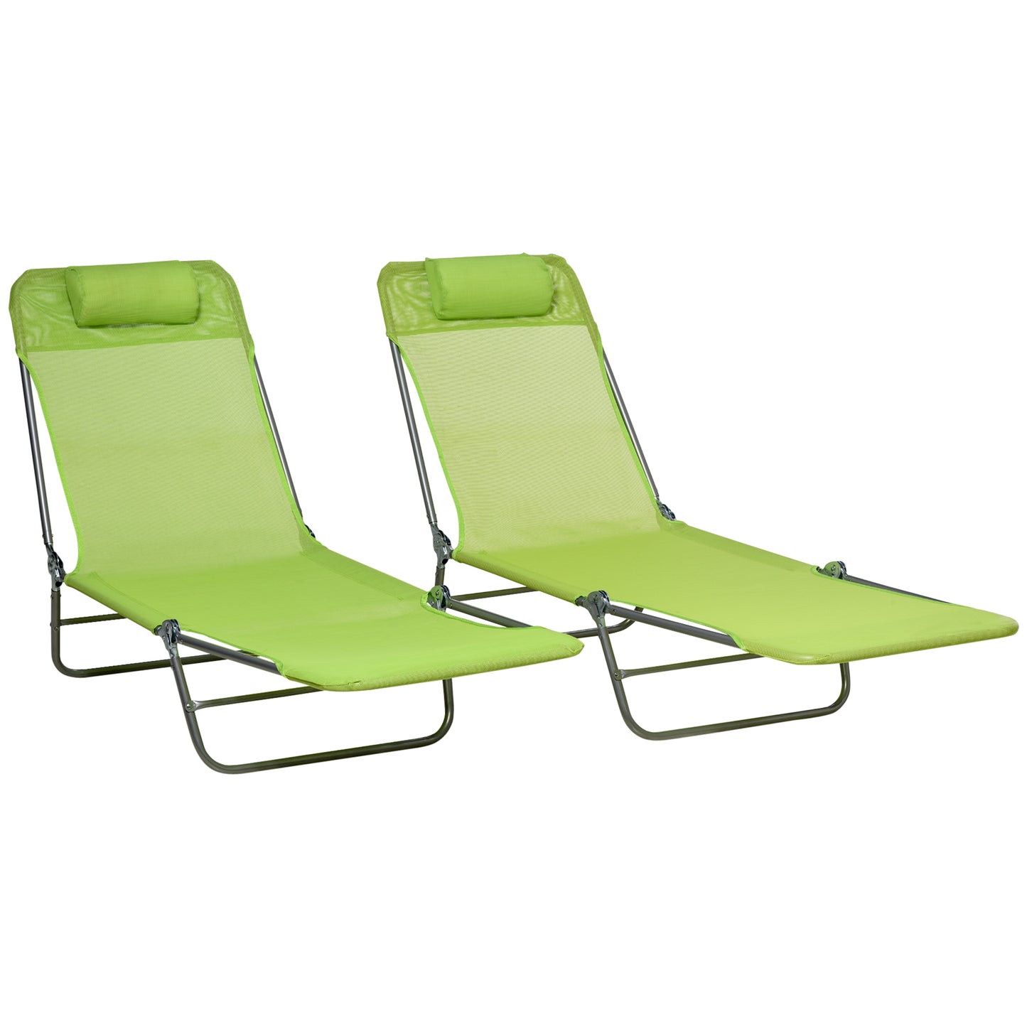 Set of Two Steel Frame Sun Loungers Reclining Backs - Outsunny image 0