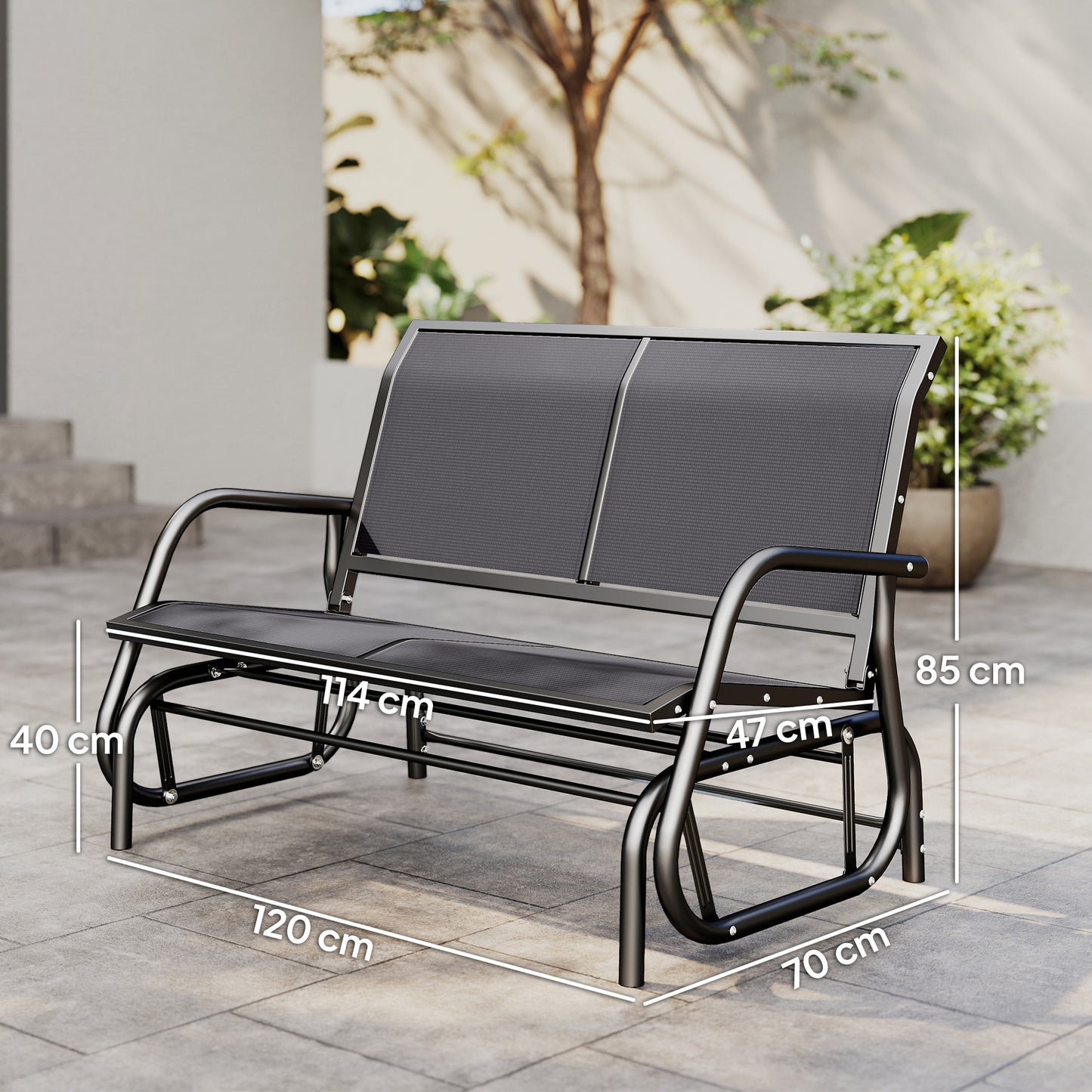 2 Person Glider Bench Patio Double Swing Gliding Chair - Outsunny image 2