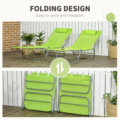 Set of Two Steel Frame Sun Loungers Reclining Backs - Outsunny image 4
