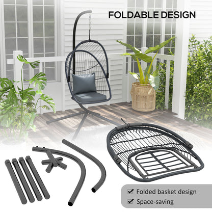 Single Egg Chair Steel Frame Stand Grey - Outsunny image 3