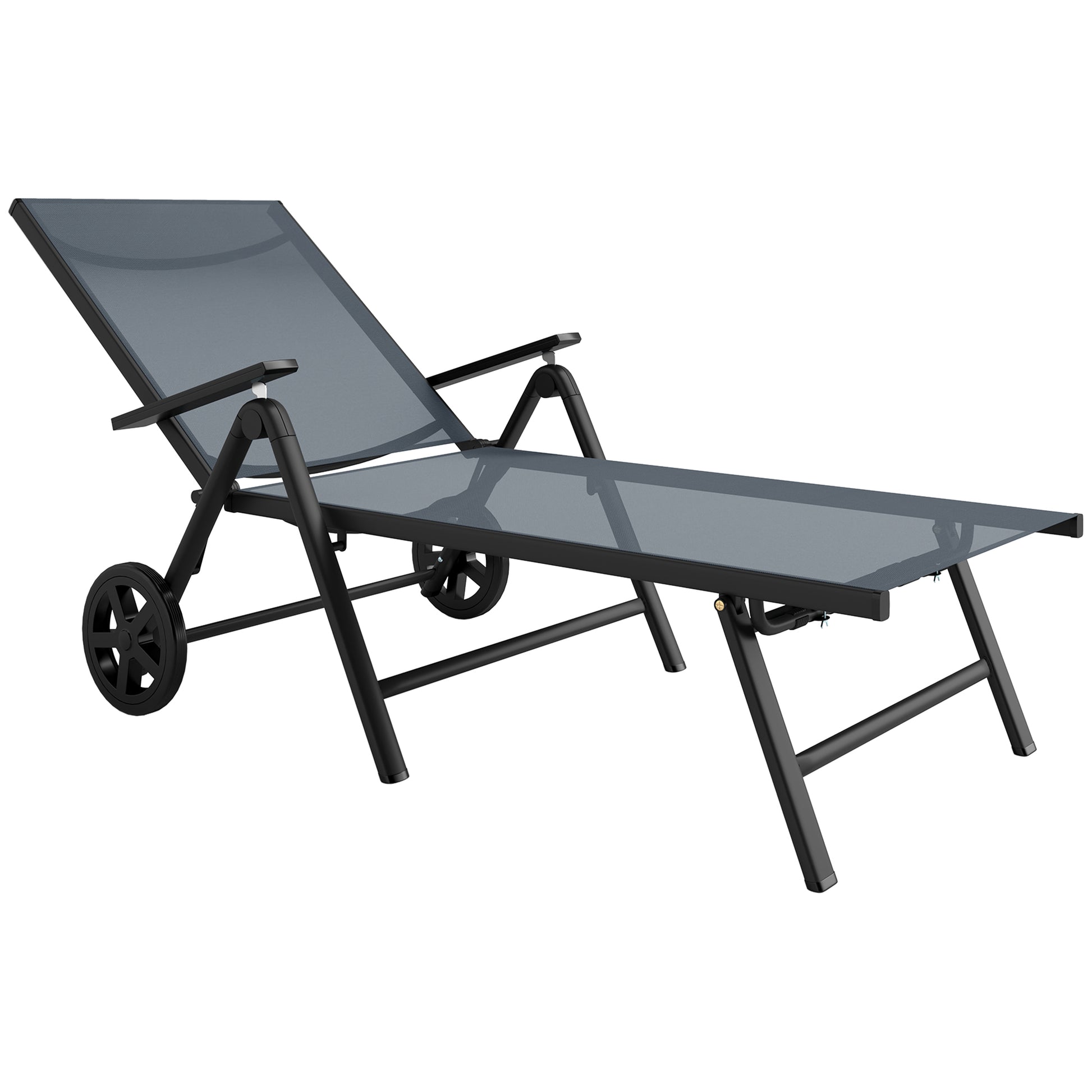 Five Position Reclining Sun Lounger Grey - Outsunny image 0