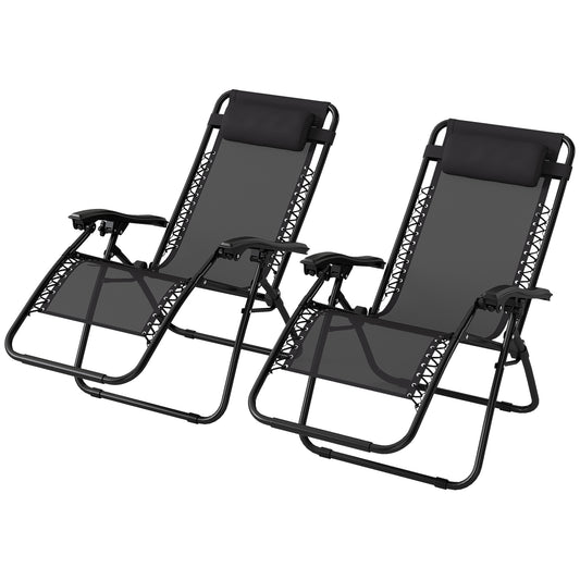 Zero Gravity Chair Set of 2 Black - Outsunny image 0