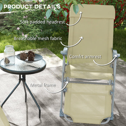 Set of Two Sun Loungers Five Position Backs Beige - Outsunny image 4