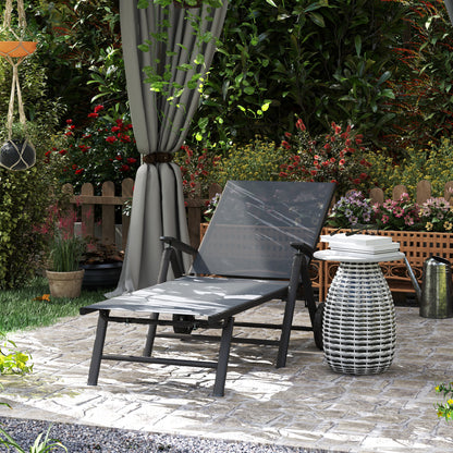 Five Position Reclining Sun Lounger Grey - Outsunny image 1
