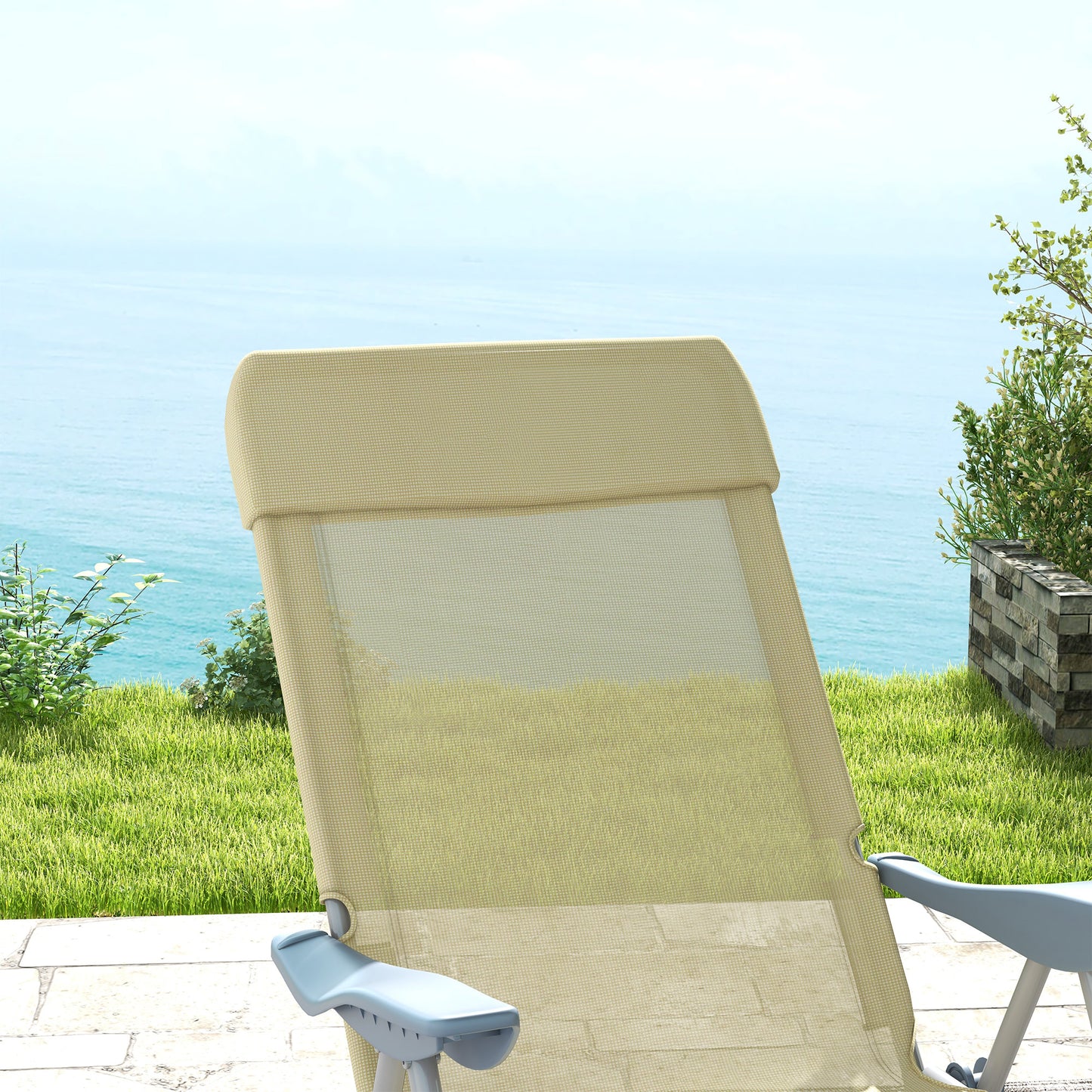Set of Two Sun Loungers Five Position Backs Beige - Outsunny image 8