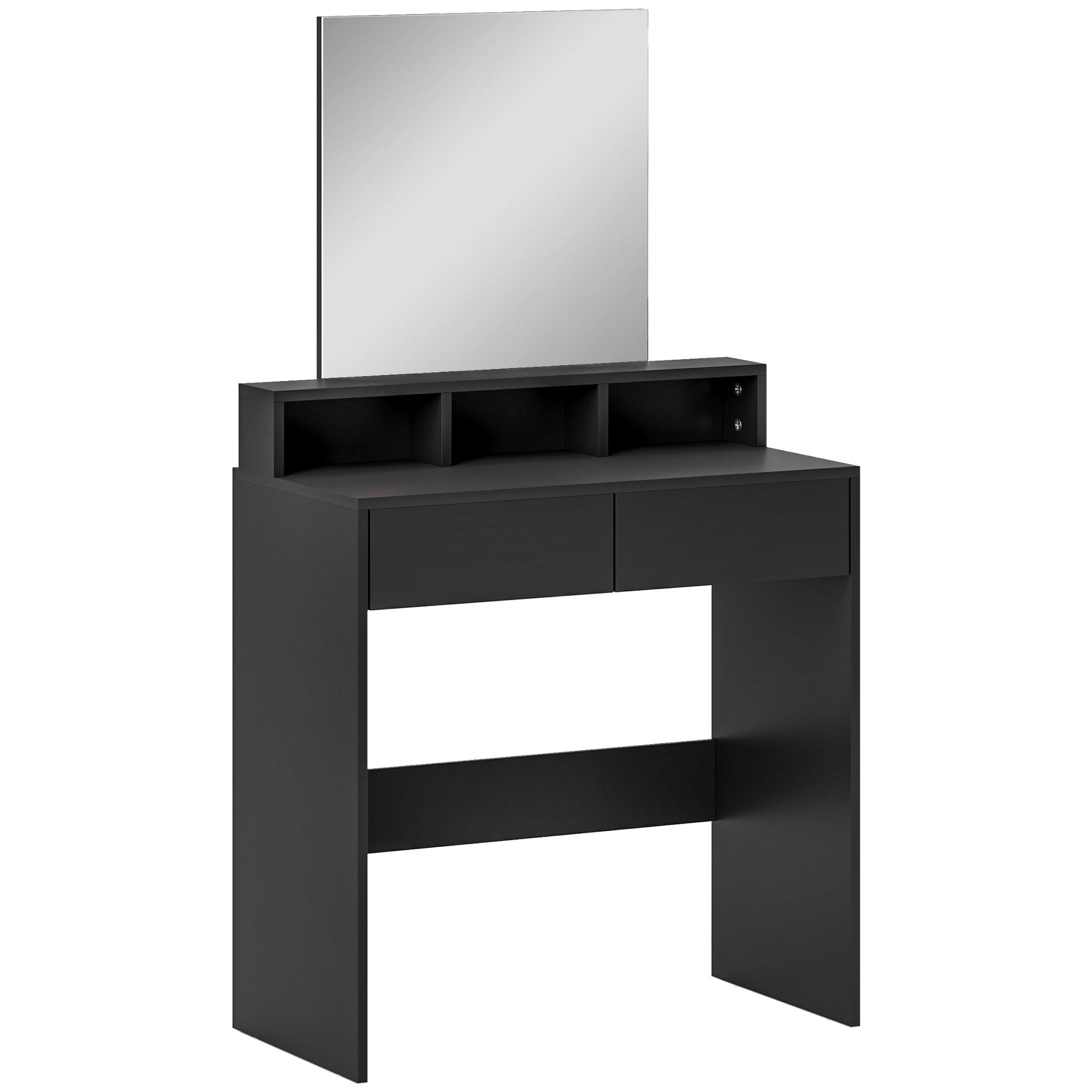 Multi Storage Dressing Table Mirror Black - Homcom image 0